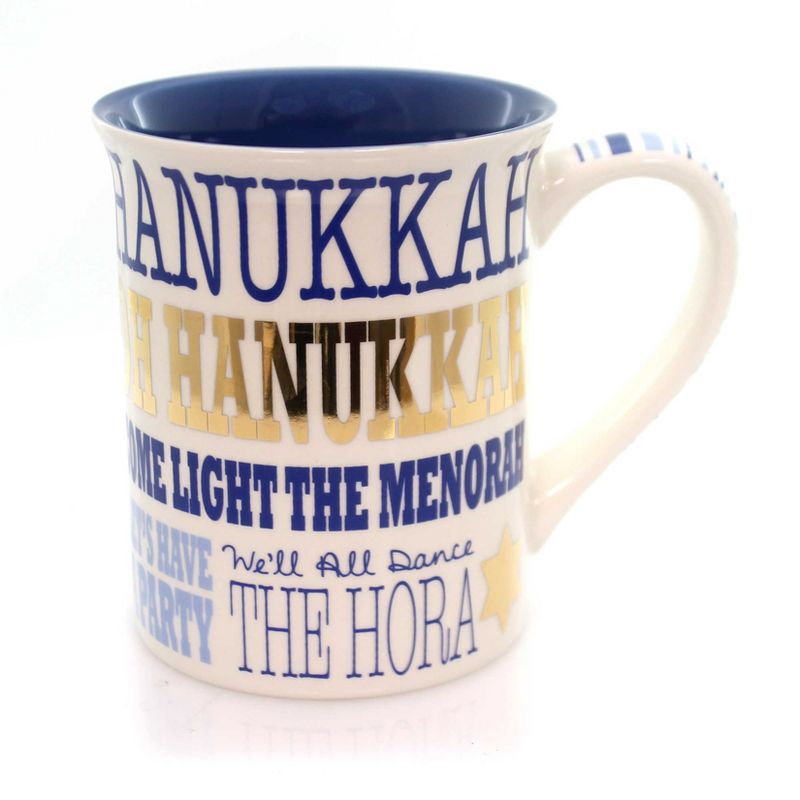 Tabletop Gold Hanukkah Oh Hanukkah Mug Menorah Party Dance Hora Enesco  -  Drinkware