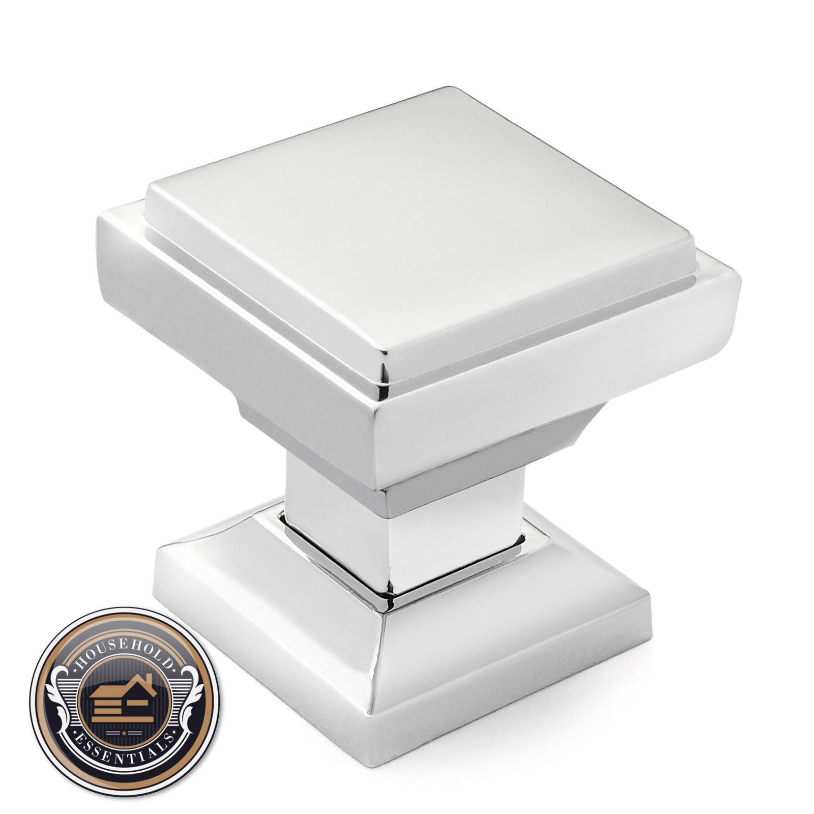 5 Kitchen Cabinet 1-1/8" Square Knob Pulls Handles Hardware S685 Polished Chrome