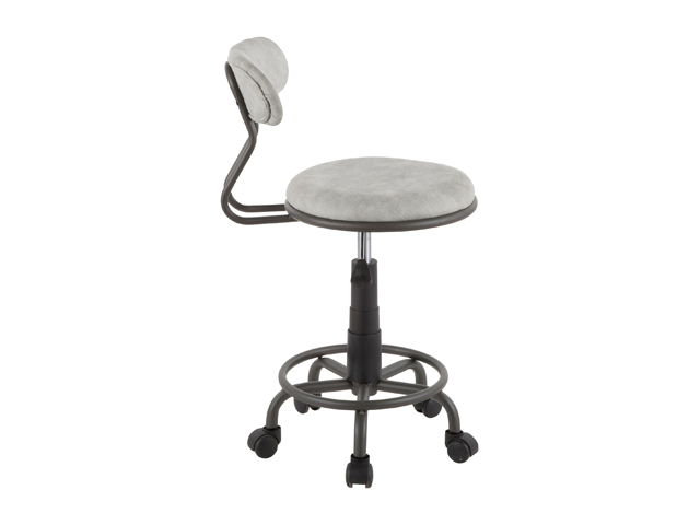 Swift Industrial Task Chair in Grey Metal and Light Grey Faux Leather by LumiSource