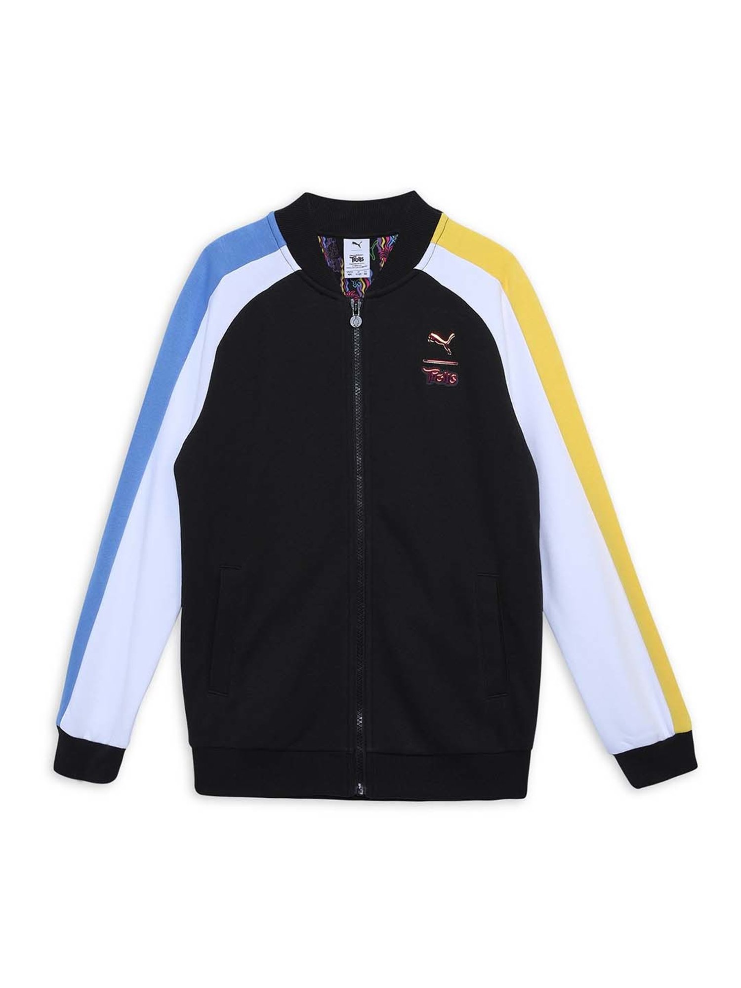 Puma Kids TROLLS T7 Black Cotton Logo Full Sleeves Jacket