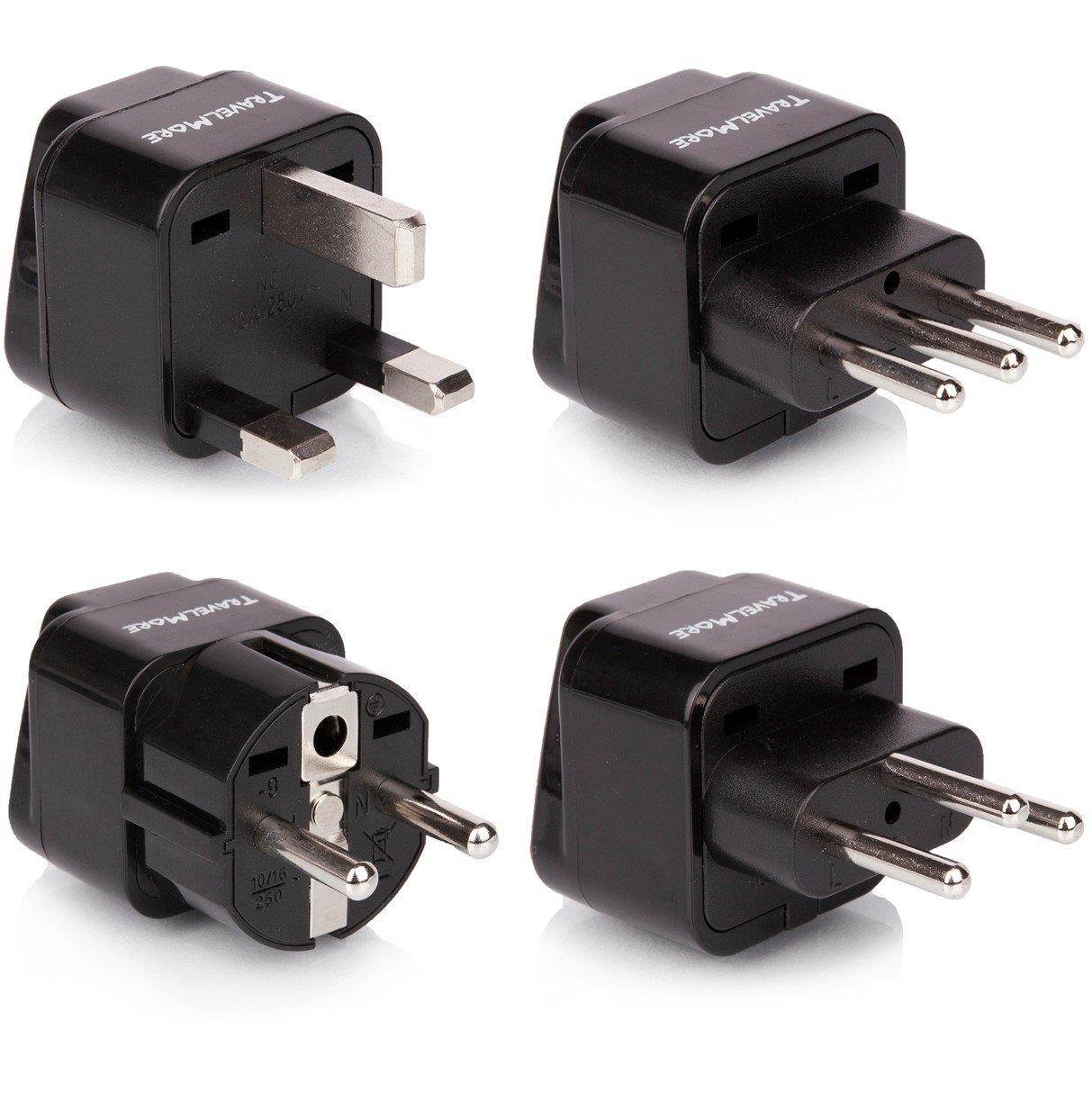 European Travel Adapter Plug Set - Pack of 4 Universal Outlet Adapters for All of Europe (Type C, E, F, G J, L) - Works in France, UK, Switzerland, Spain, Italy, United Kingdom, Germany & Turkey