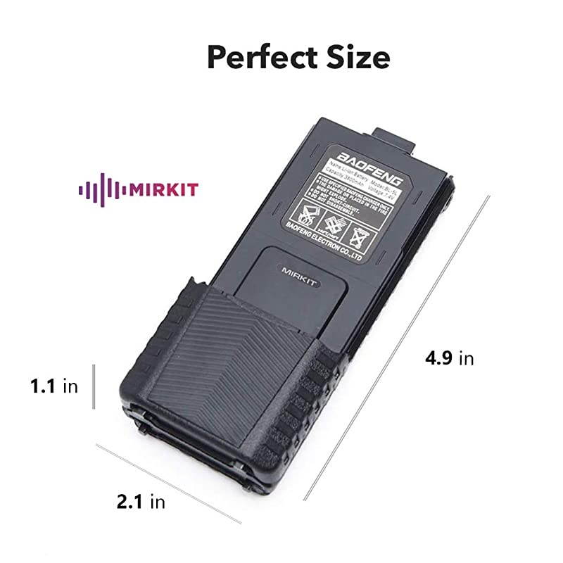 2pc Baofeng BL5L 3800 mAh Extended Batteries Compatible with UV5R BF8HP UV5RX3 RD5R UV5RTP UV5R+ UV5X3 Rechargeable Extended Baofeng Accessories Battery by  Radio USA Warranty