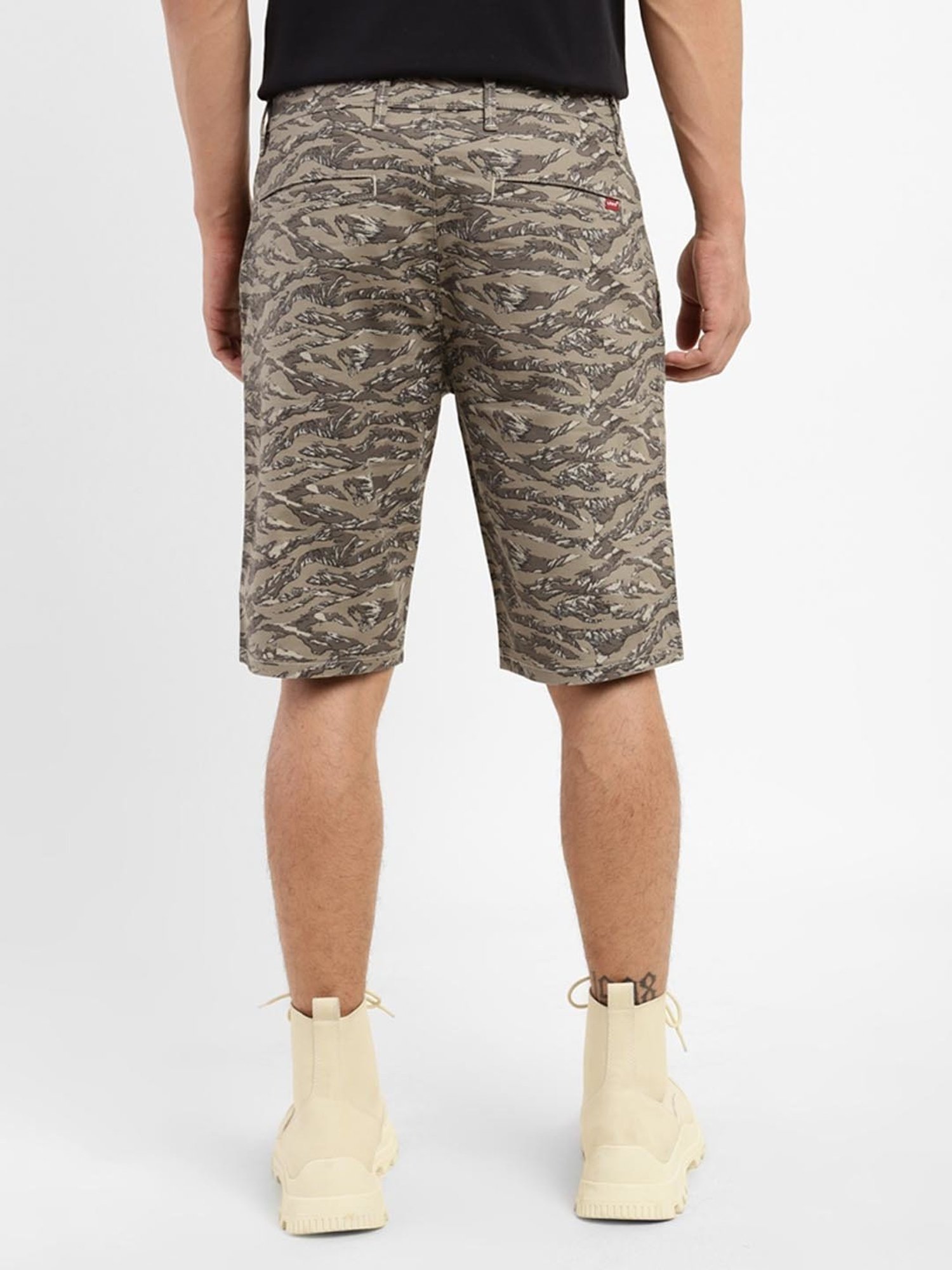 Levi's Khaki Cotton Slim Fit Printed Shorts