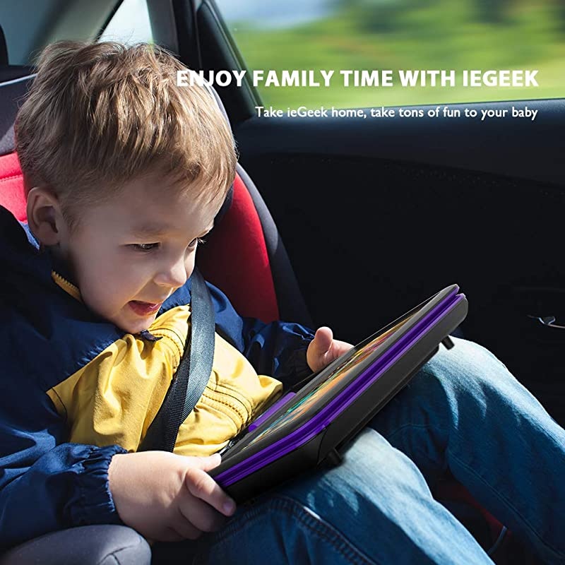 11.5" Portable DVD Player with SD Card/USB Port, 5 Hour Rechargeable Battery, 9.5" Eye-Protective Screen, Support AV-in/Out, Region Free, Purple