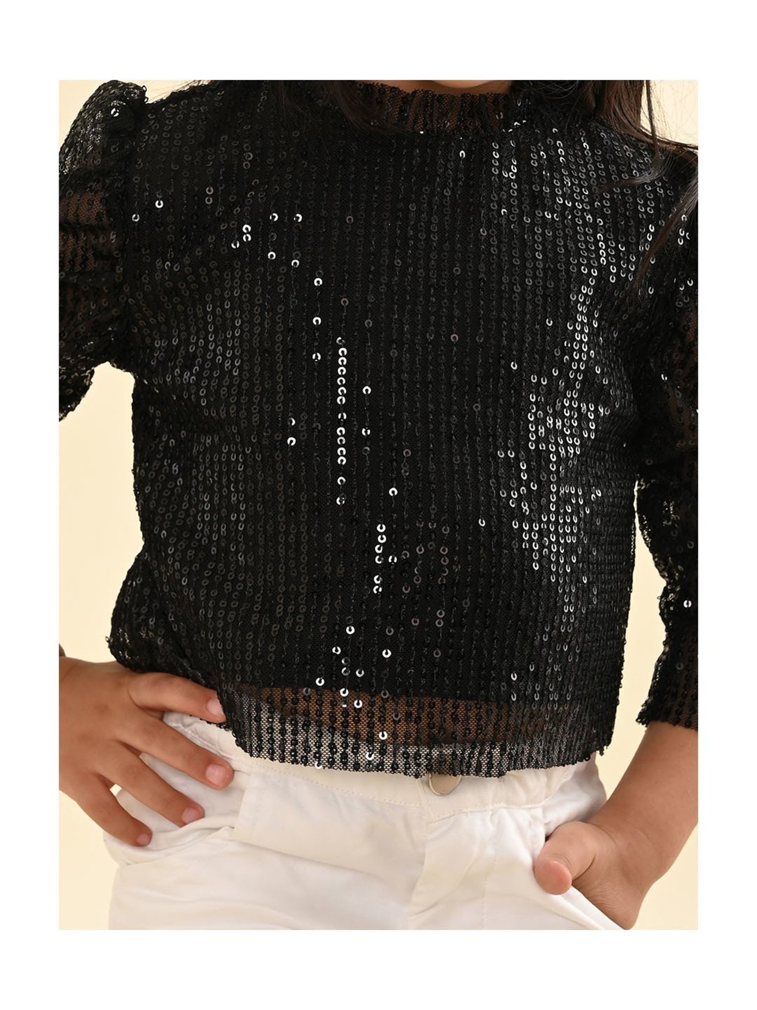 LilPicks Kids Black Embellished Top