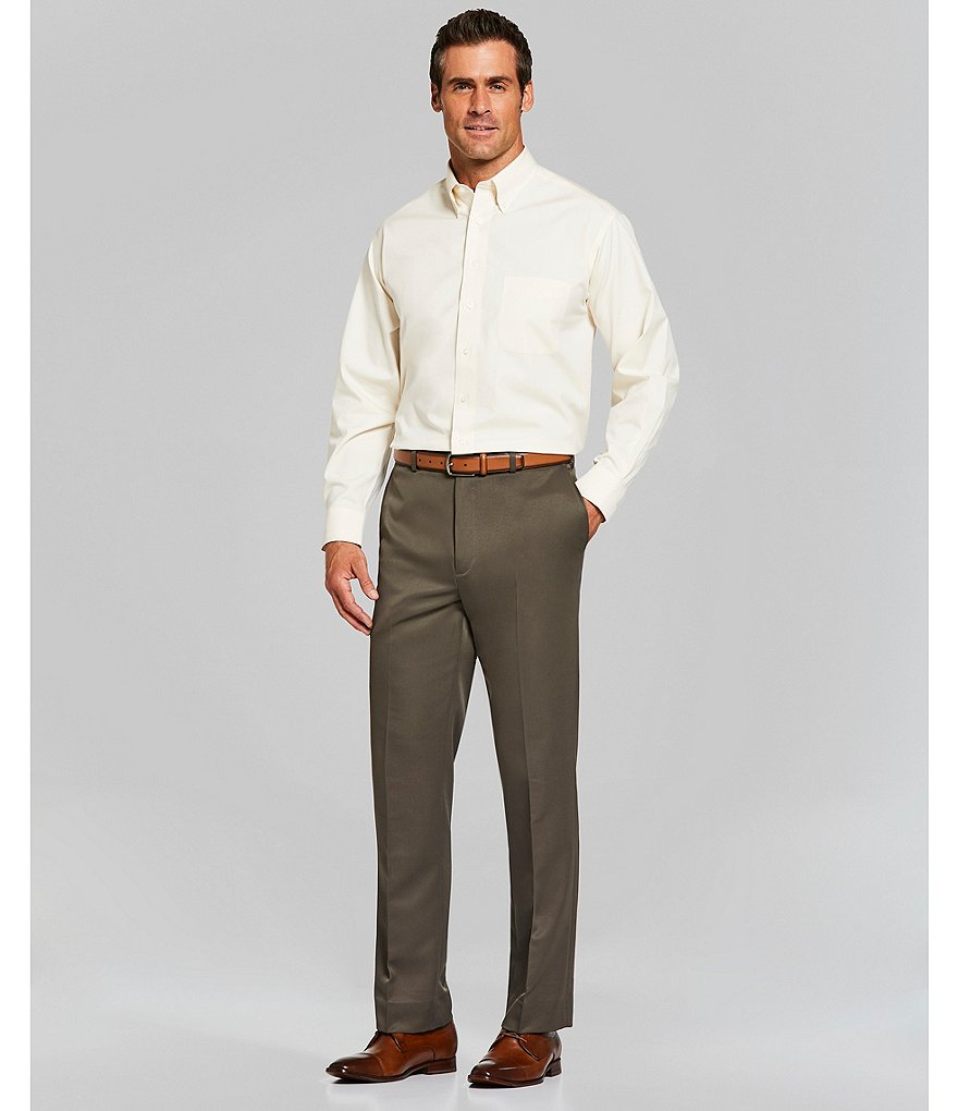 Gold Label Roundtree & Yorke Non-Iron Fitted Button-Down Collar Solid Dress Shirt