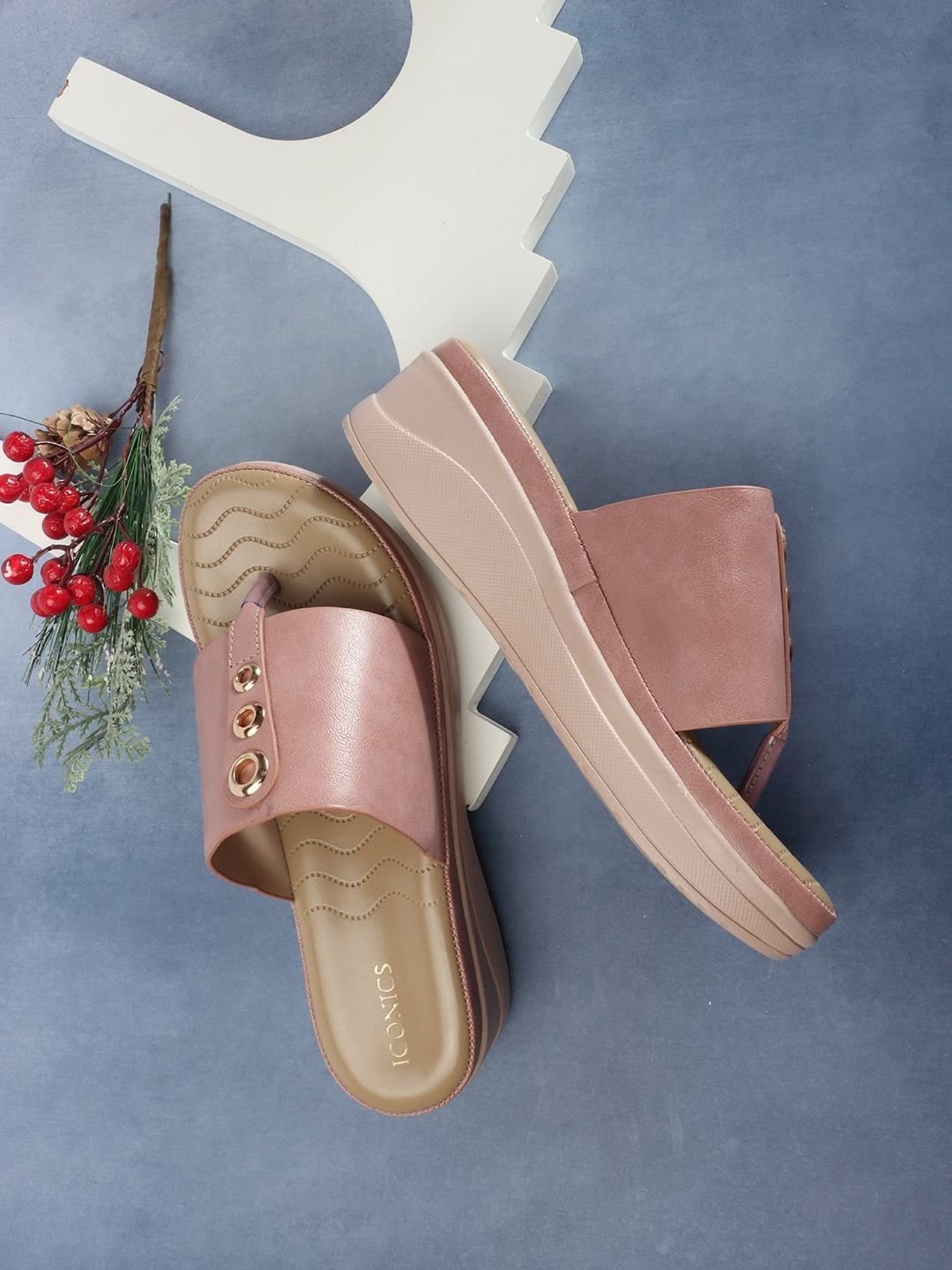 Iconics Women's Peach Thong Wedges