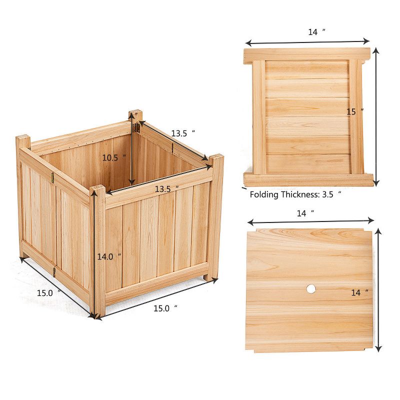 Costway Square Wood Flower Planter Box Raised Vegetable Patio Lawn Garden folding