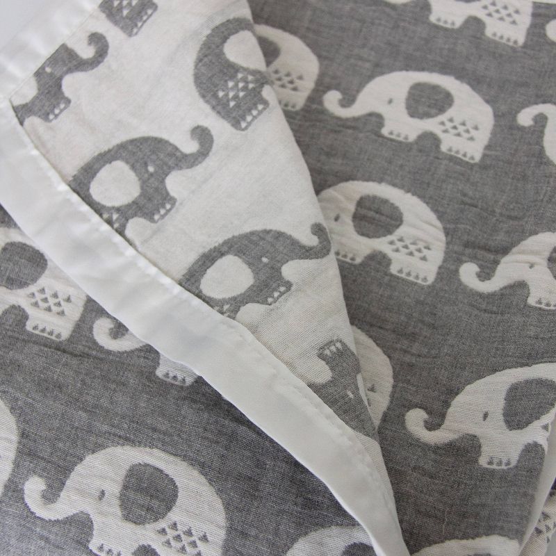 Living Textiles Baby Cotton Muslin Jacquard Blanket - Gray Elephant