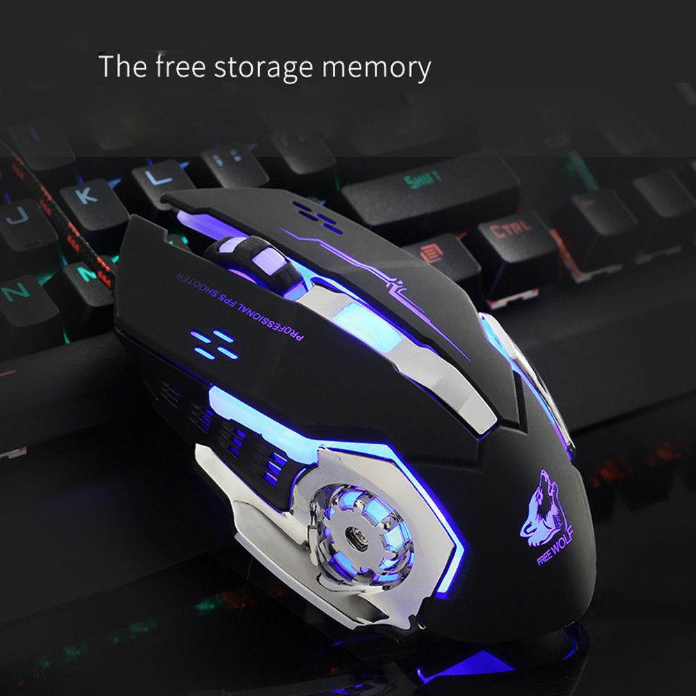 Wired LED Light 4000DPI Optical USB Ergonomic Pro Gamer Gaming Mouse Metal Pro