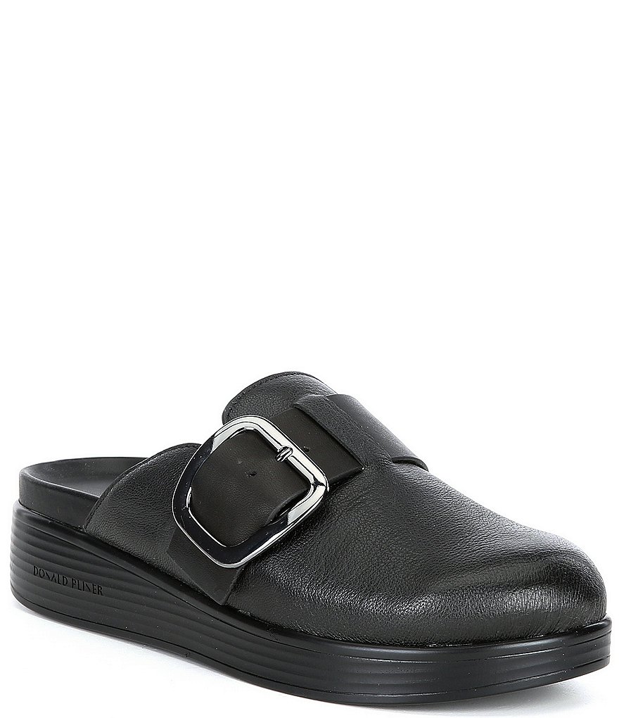 Donald Pliner Fiona Distressed Leather Buckle Mules