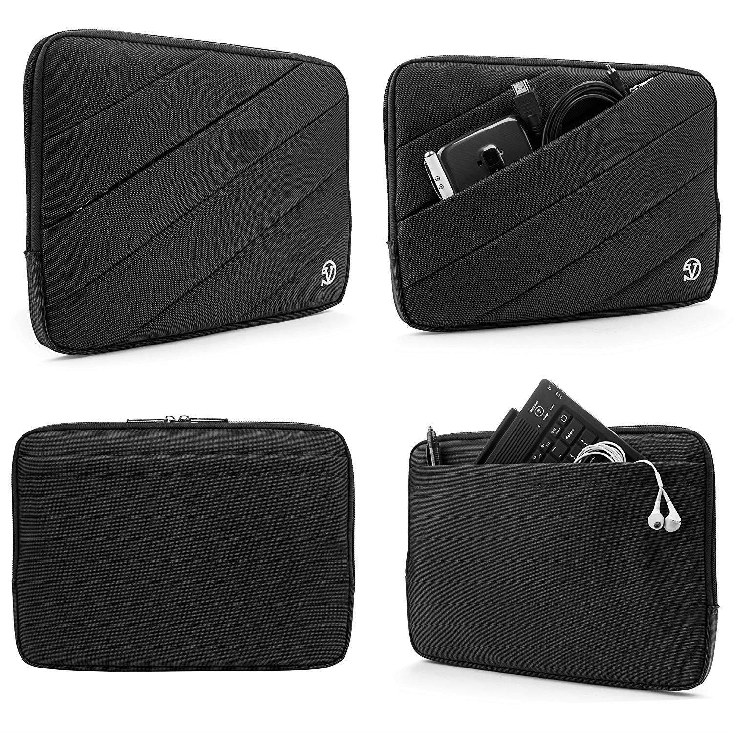 VanGoddy Onyx Black Shock Absorbent Nylon Sleeve w/ Wireless Mouse Suitable for Microsoft Surface Pro Series 11"-12inch