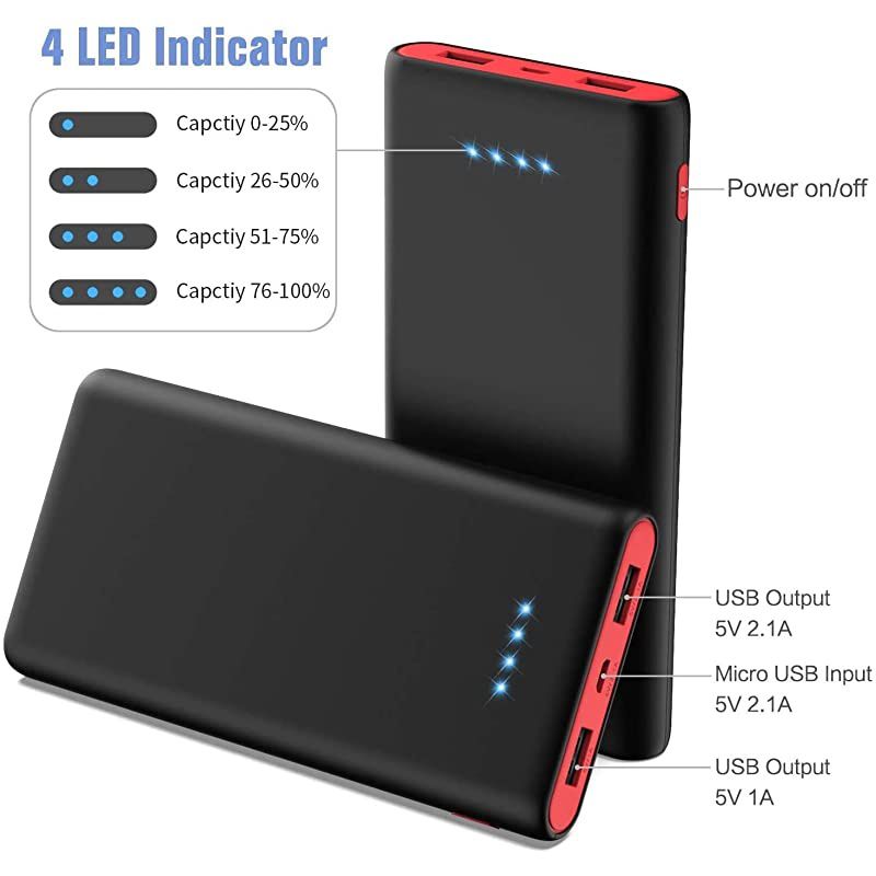 Charger Power Bank 25800mAh UltraHigh Capacity Fast Phone Charging with Newest Intelligent Controlling IC 2 USB Ports External Cell Phone Battery Pack for iPhoneSamsung AndroidTable etc