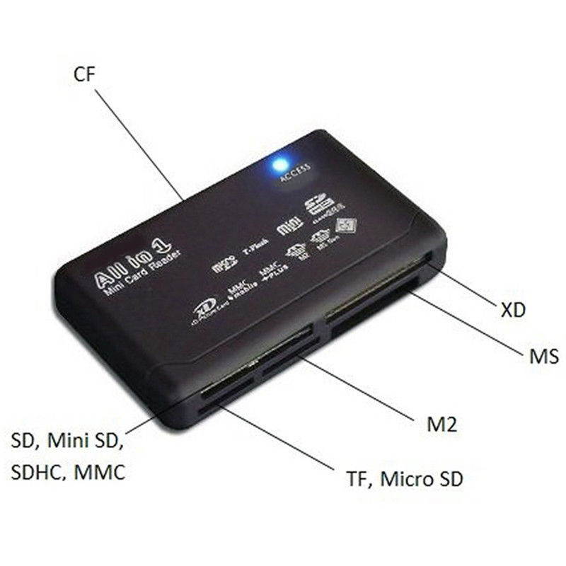 Mini All In One USB Multi Memory Card Reader High Speed Hard Drive Adapters For CF XD SD MMC SDHC MS