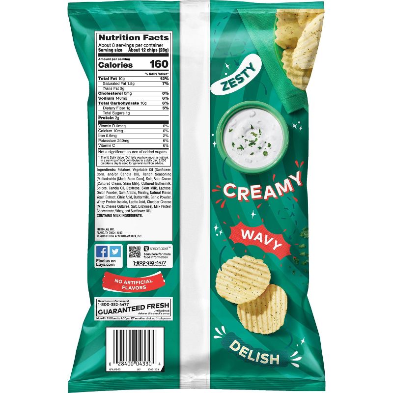 Lay's Wavy Ranch Flavored Potato Chips - 7.75oz