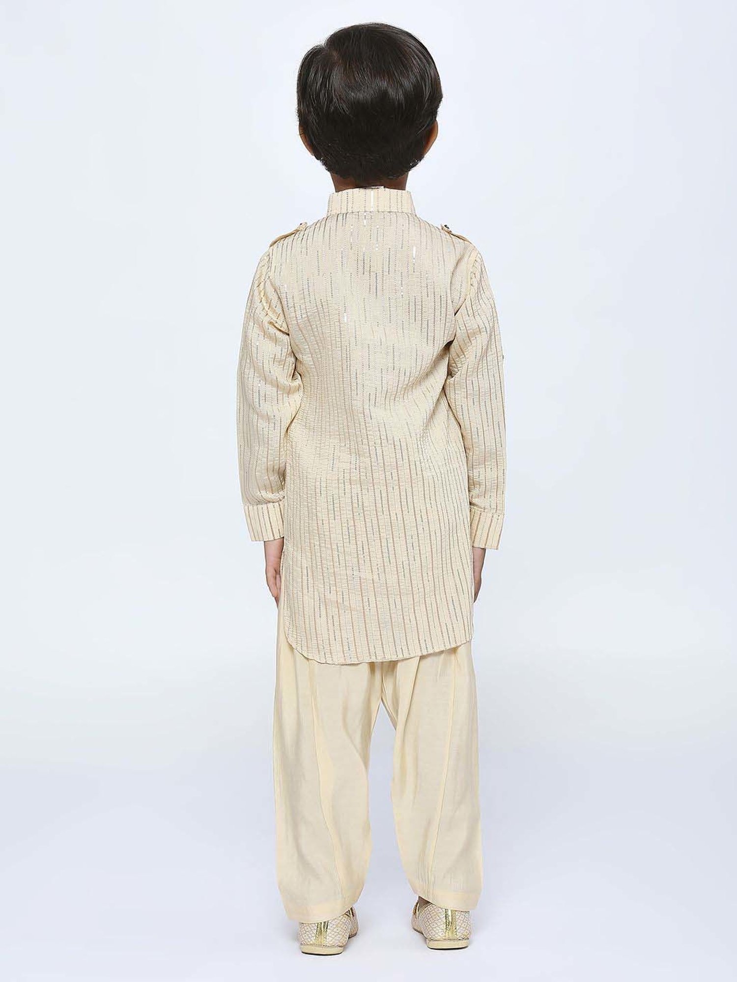 Kids Island Boys Tan Sequence Full Sleeves Kurta Set