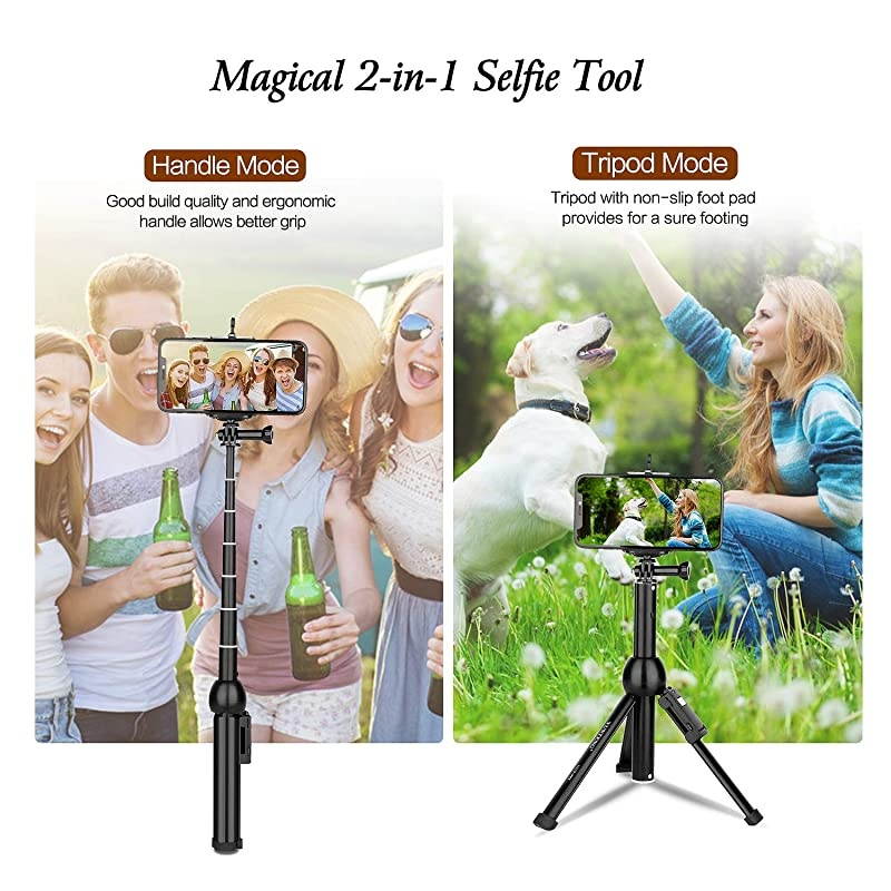 Stick All in one Portable 45 Inch Stick Tripod Phone Tripod Stand with Wireless Remote for iPhone 11 Pro Max Xs Xr X 8 7 6 Plus Android Samsung Huawei OnePlus GoPro Max Hero8