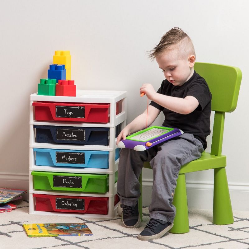 IRIS 150332 5 Drawer Storage Organization Activity Chest, Assorted Dark Colors