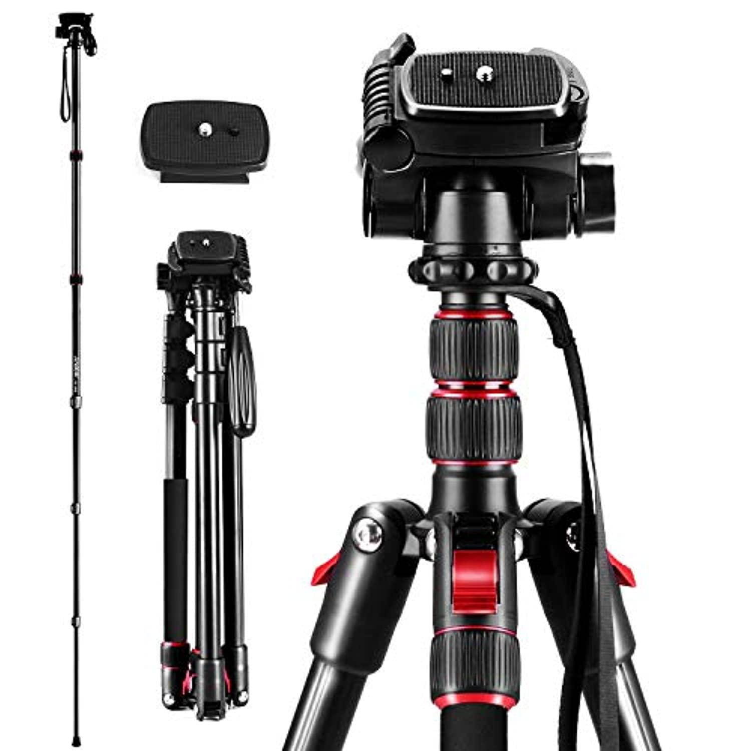 andoer 2-in-1 photography tripod monopod stand aluminium alloy 360 rotatable ball head 200cm max. height 5kg load capacity with