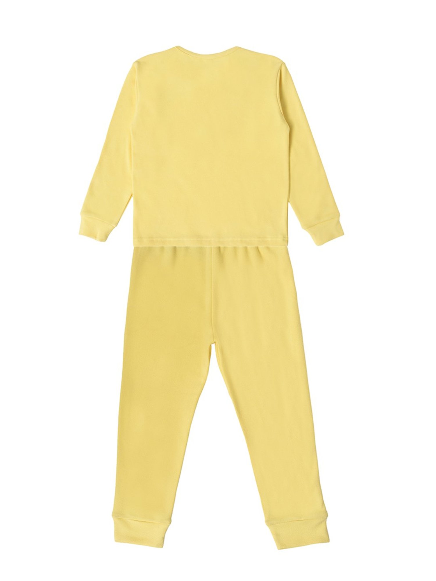 MiArcus Kids Yellow Solid Full Sleeves Thermal T-Shirt with Thermal Joggers