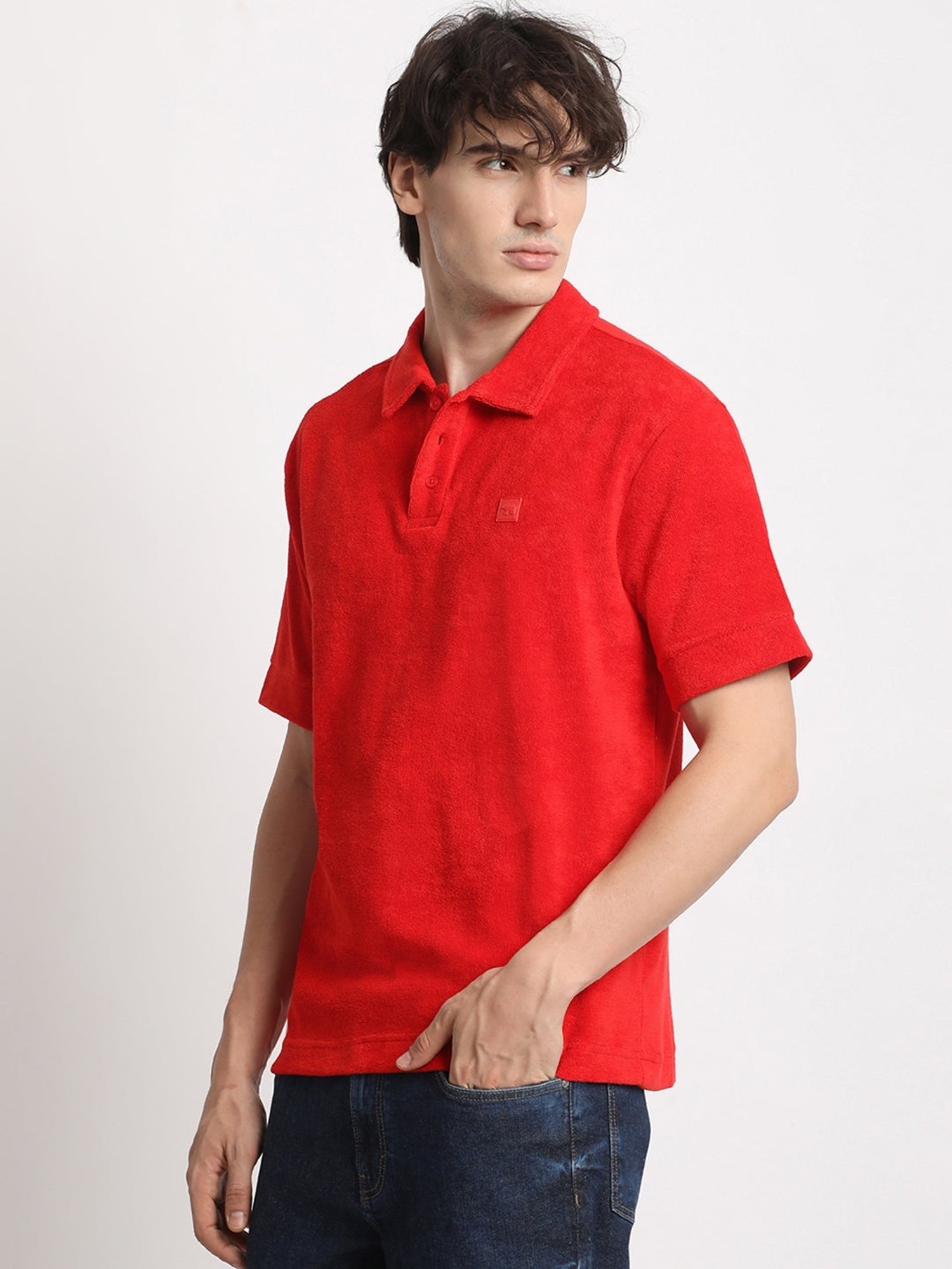 The Bear House Red Relaxed Fit Polo T-Shirt