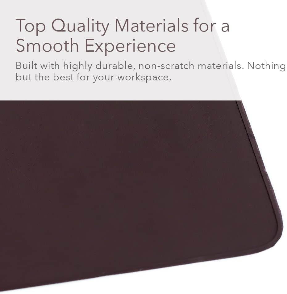 ZBRANDS // Brown Leather Desk Mat Pad Blotter Protector, Extended Non-Slip Rectangular, Laptop Keyboard Mouse Pad (36" x 20")