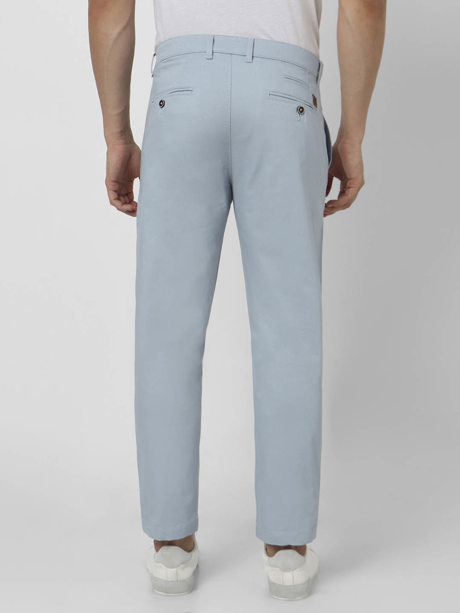 Peter England Casuals Light Blue Regular Fit Trousers