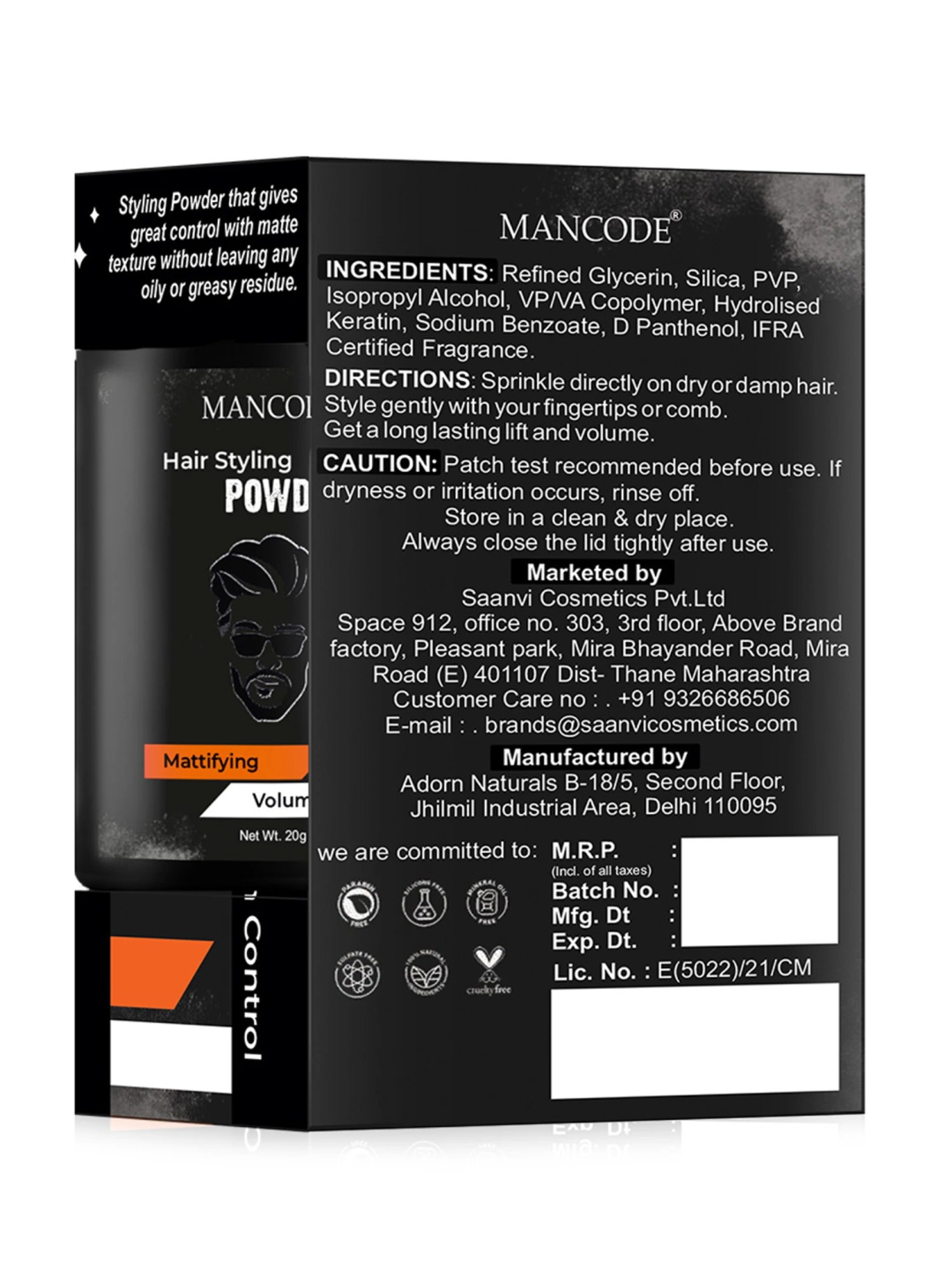 Mancode Hair Styling Powder for Men - 20 gm