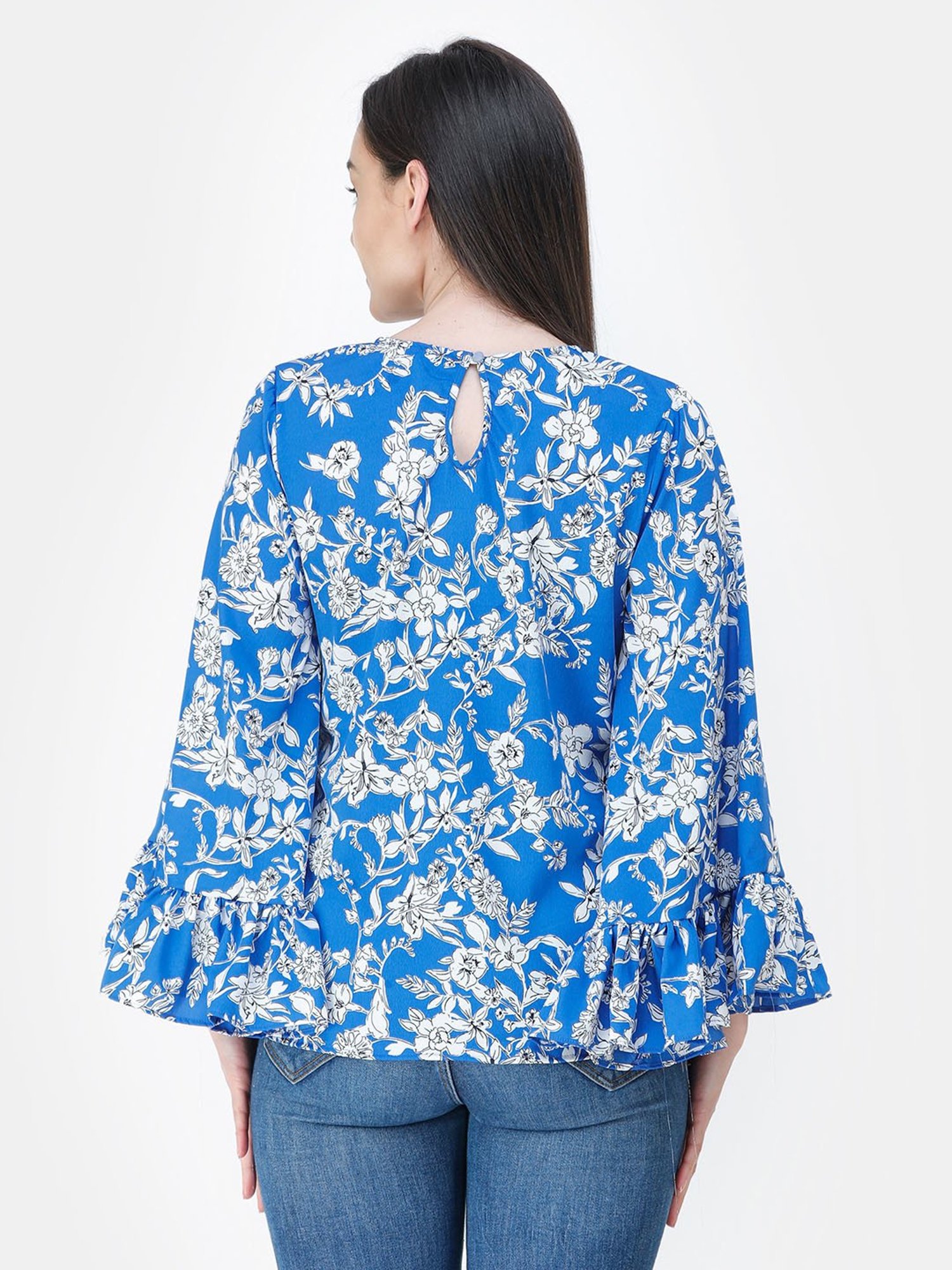 Cation Blue Floral Print Top