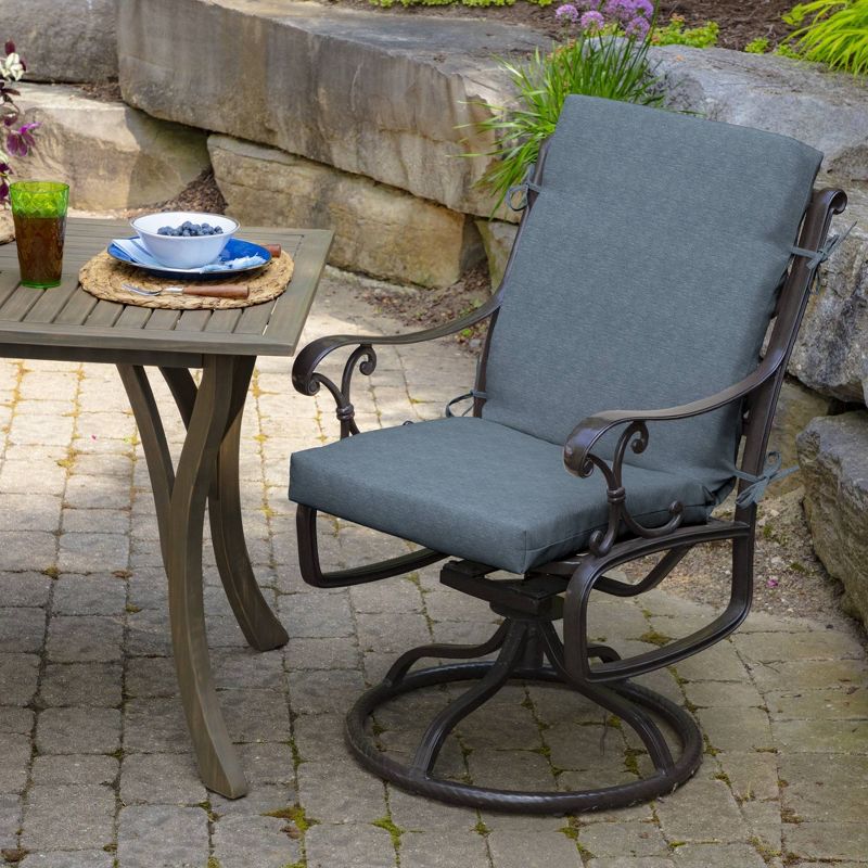 Arden Selections Alair Texture Outdoor High Back Dining Chair Cushion Denim