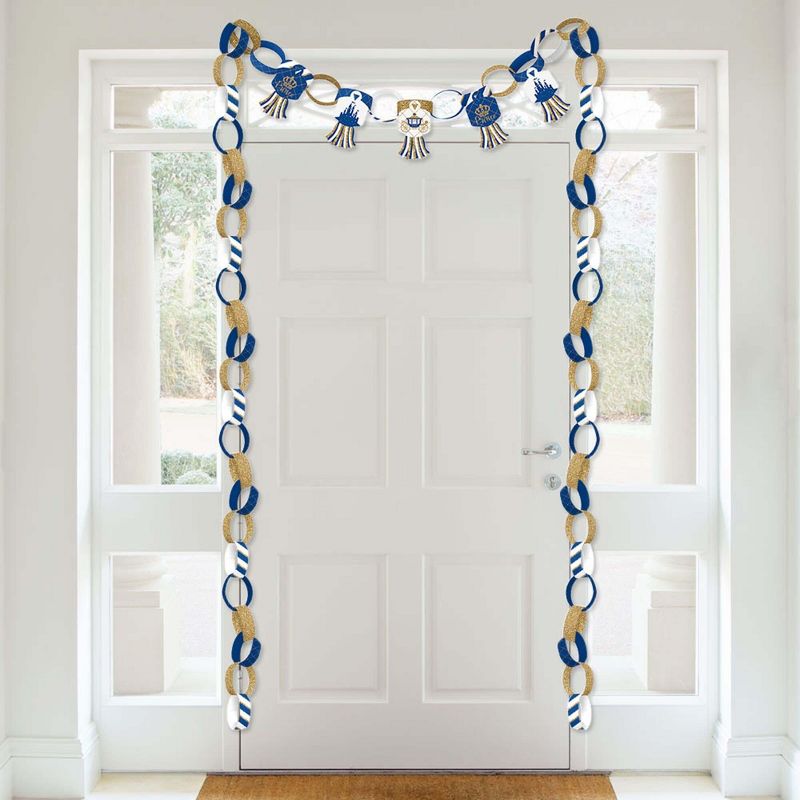 Big Dot of Happiness Royal Prince Charming - 90 Chain Links & 30 Paper Tassels Decor Kit - Baby Shower or Birthday Party Paper Chains Garland - 21 ft