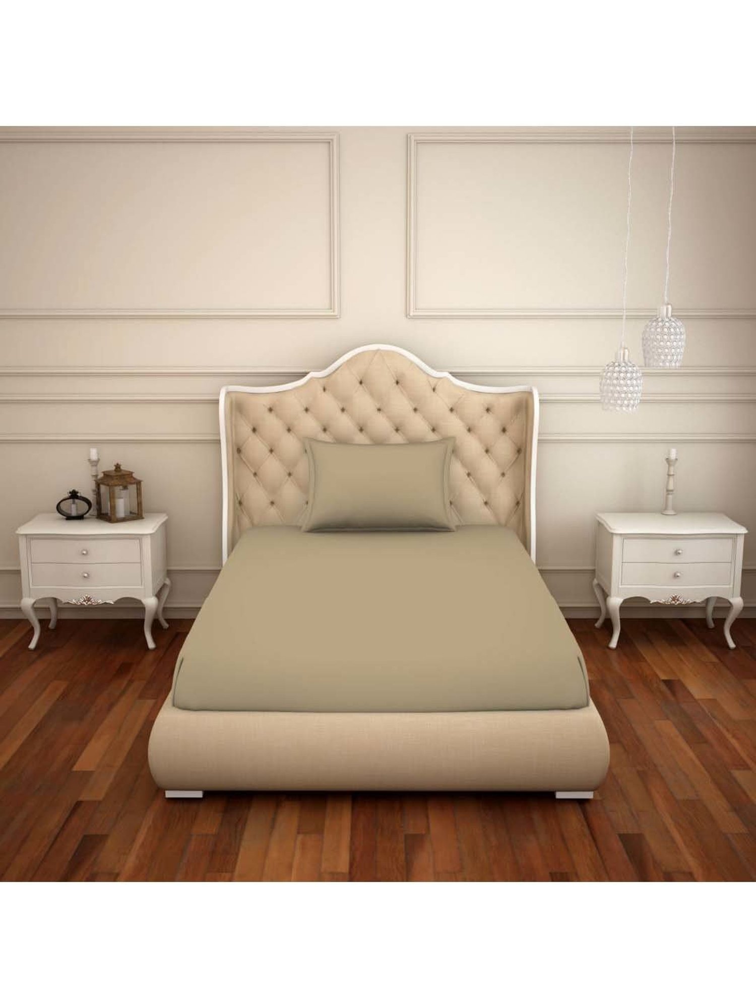 Welspun Restora Brown Cotton 150 TC Single Reversible Bedsheet with 1 Pillow Cover