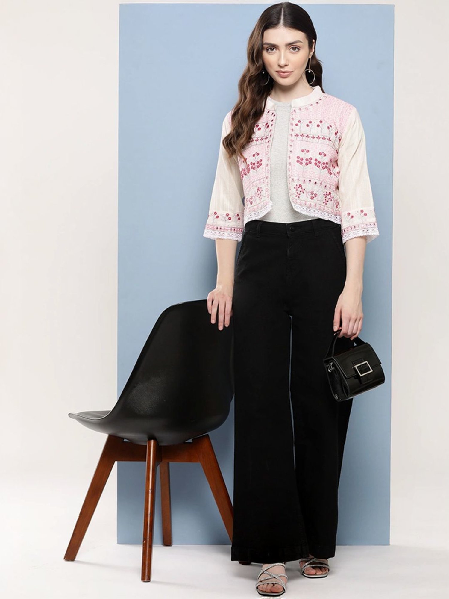 Aarika Beige Cotton Embroidered Shrug