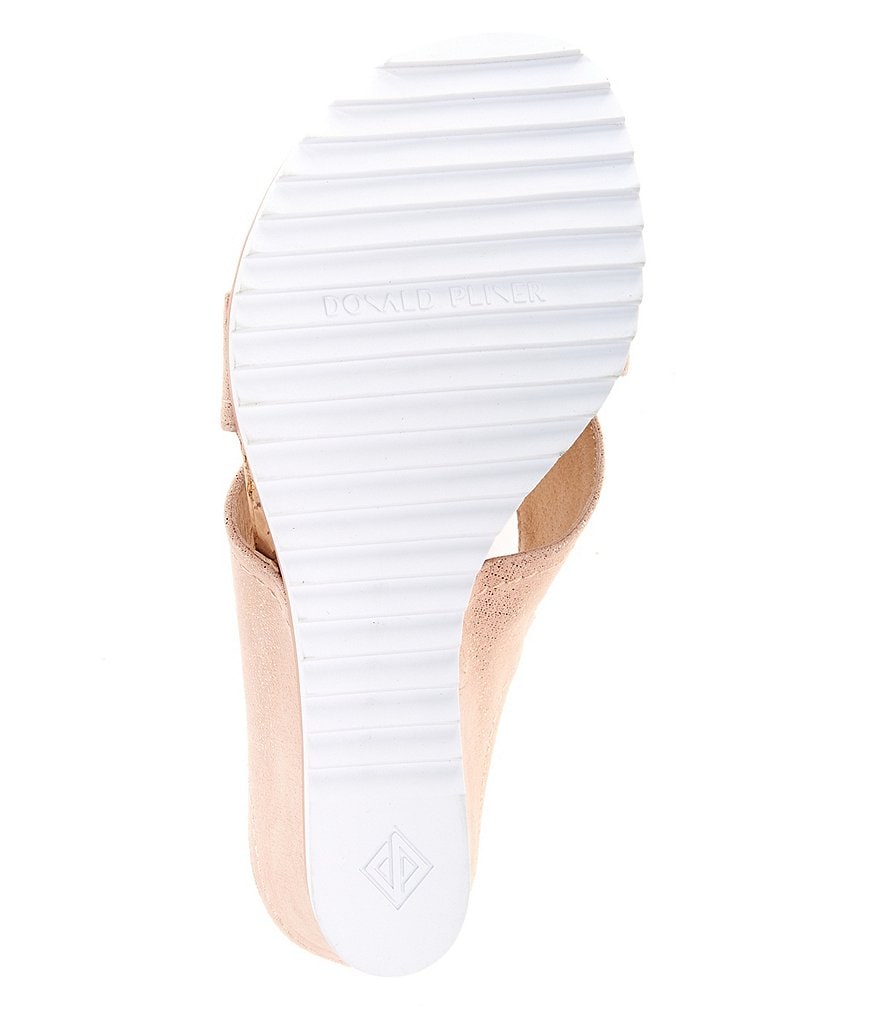 Donald Pliner Candice Metallic Leather Toe Loop Thong Wedge Slides