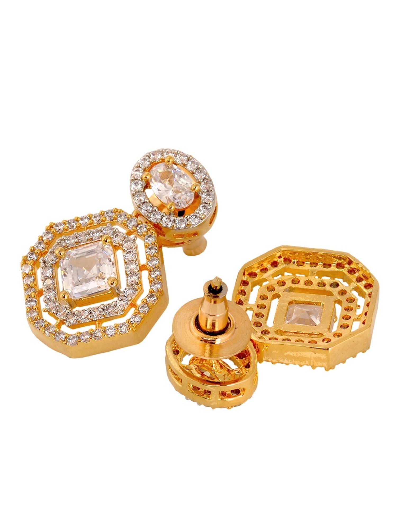 Saraf RS Jewellery Gold Plated AD Studded Minimal Earring