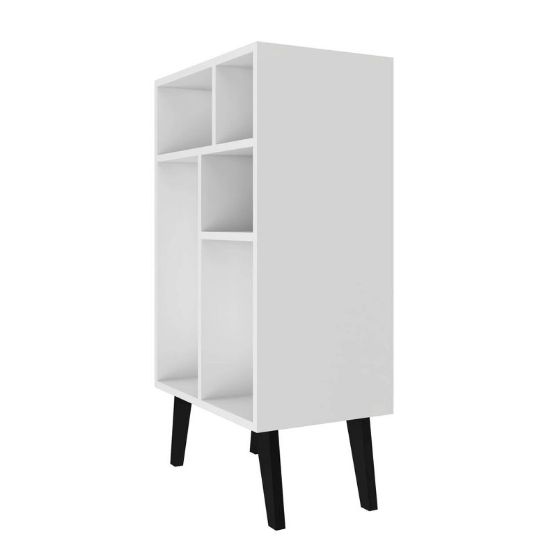 33.46" Low Warren Bookshelf White/Black Feet - Manhattan Comfort