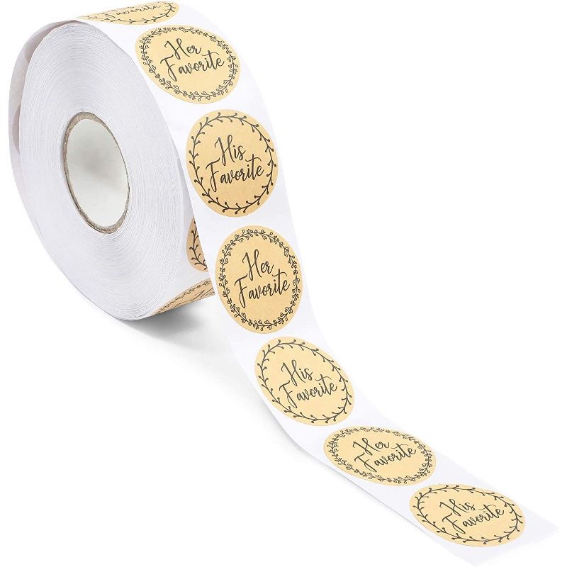 Pipilo Press 1000-Pack His Favorite Her Favorite Rustic Stickers for Wedding Decorations (1.5 in)
