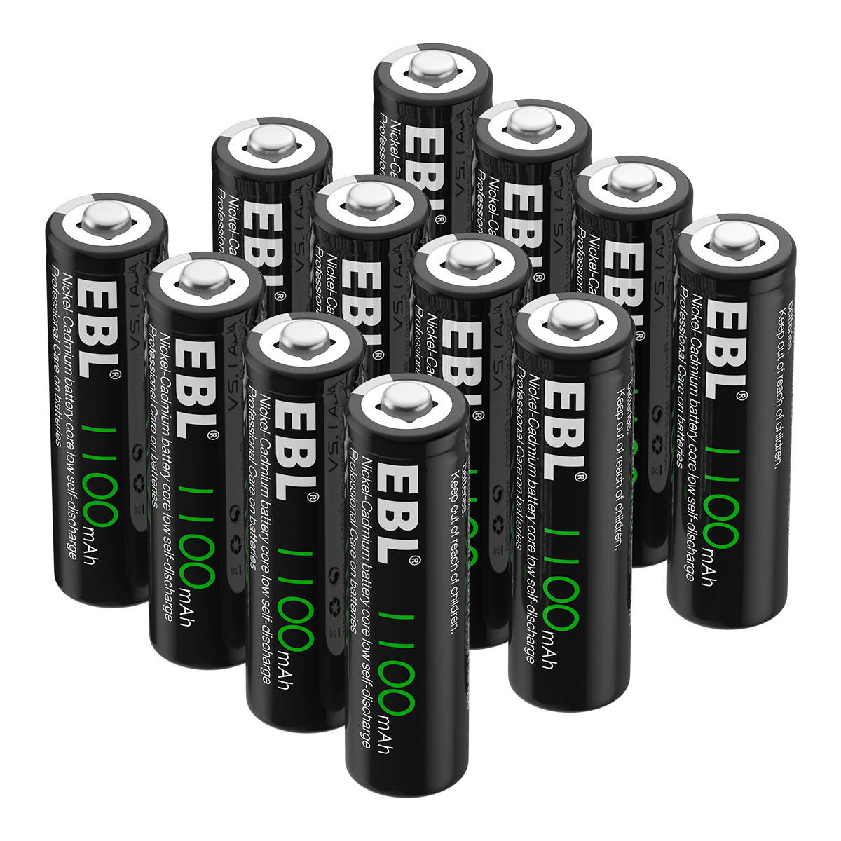 EBL 12 Pack 1100mAh AA Ni-CD Battery 1.2V Rechargeable Batteries for Garden Solar Light