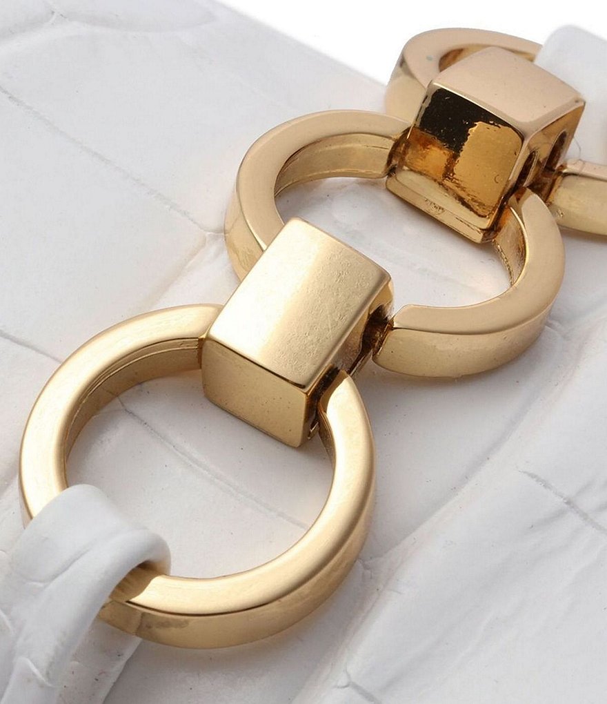 Schutz Patty Croco Embossed Leather Chain Detail Espadrille Loafers