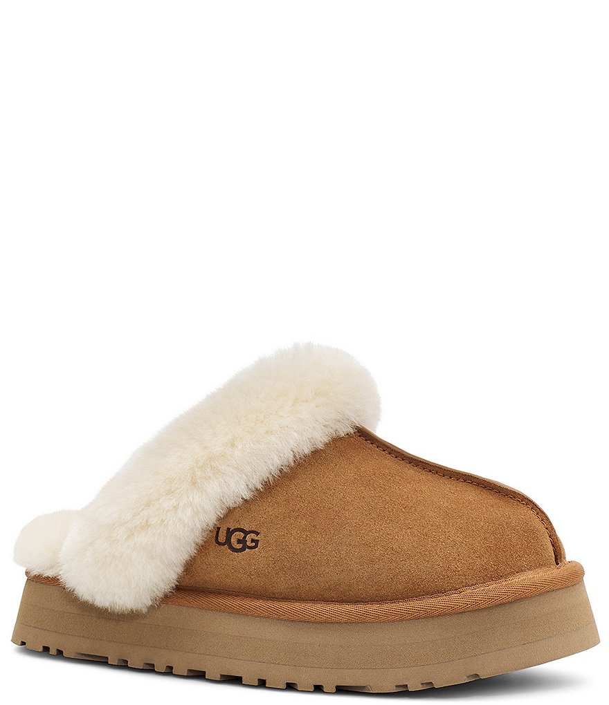 UGG&reg; Disquette Suede Fur Flatform Slides