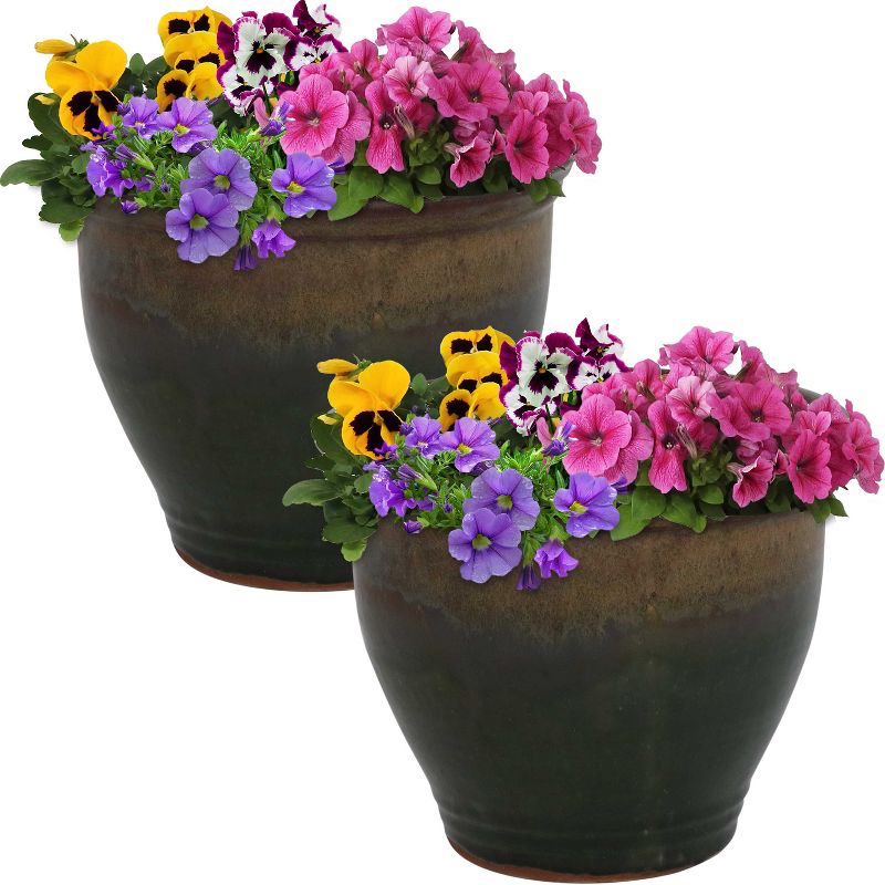 The HC Companies Cascade 13 Inch Round 23 Inch Tall Self Watering Indoor/Outdoor Flower Planter Pot with Soil Saver Liner and Drain Plug, Glossy White