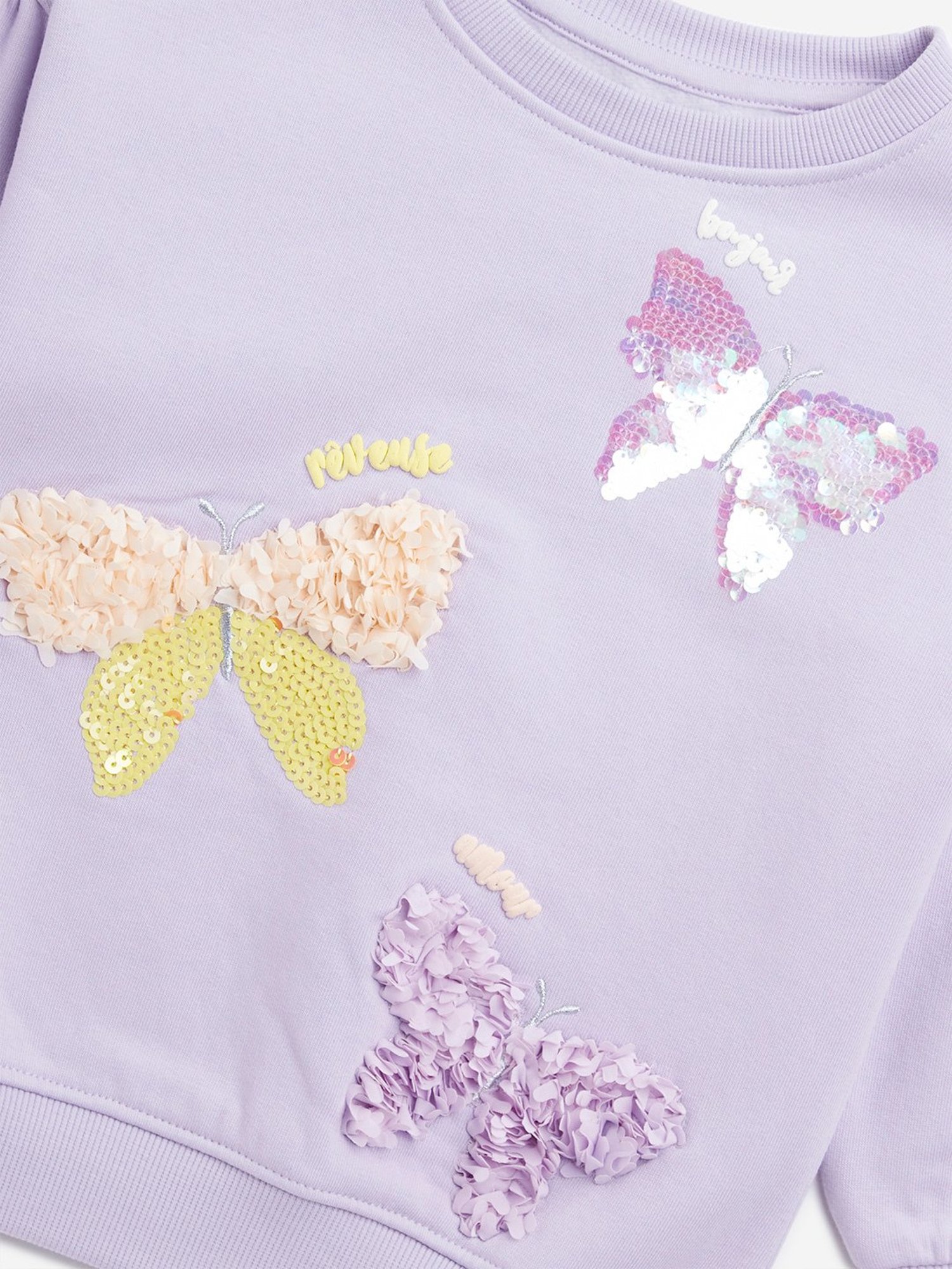 HOP Kids by Westside Lilac Applique-Detailed Sweatshirt