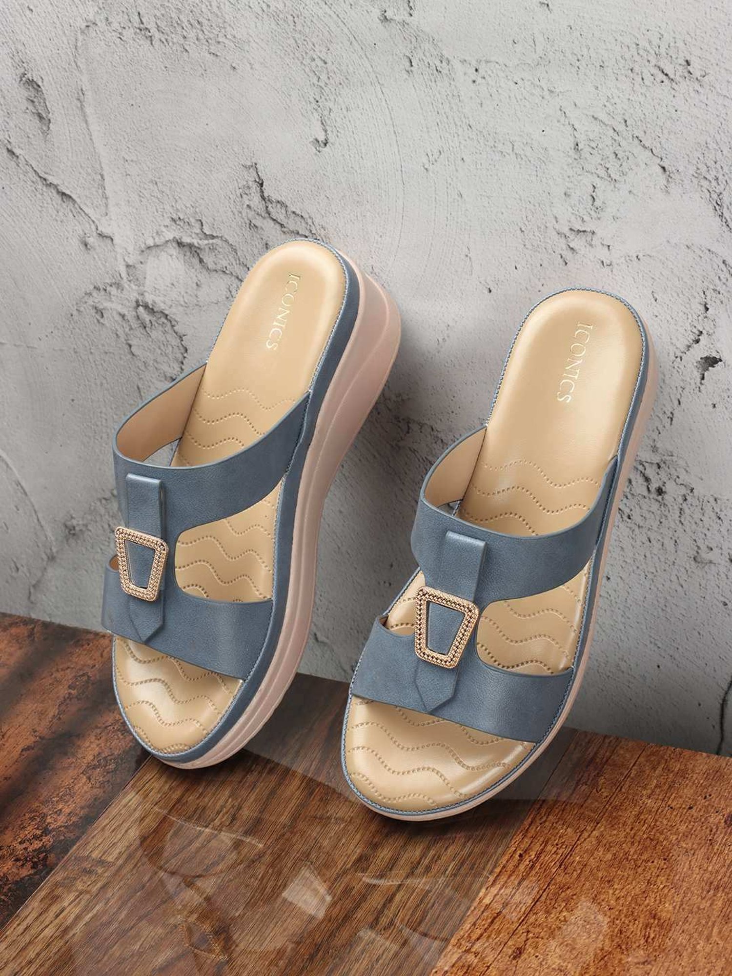 Iconics Women's Blue Casual Wedges