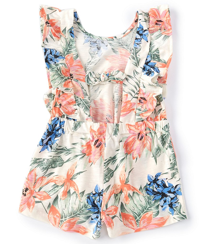 Jessica Simpson Little Girls 2T-6X Ruffled Tropical Floral Romper