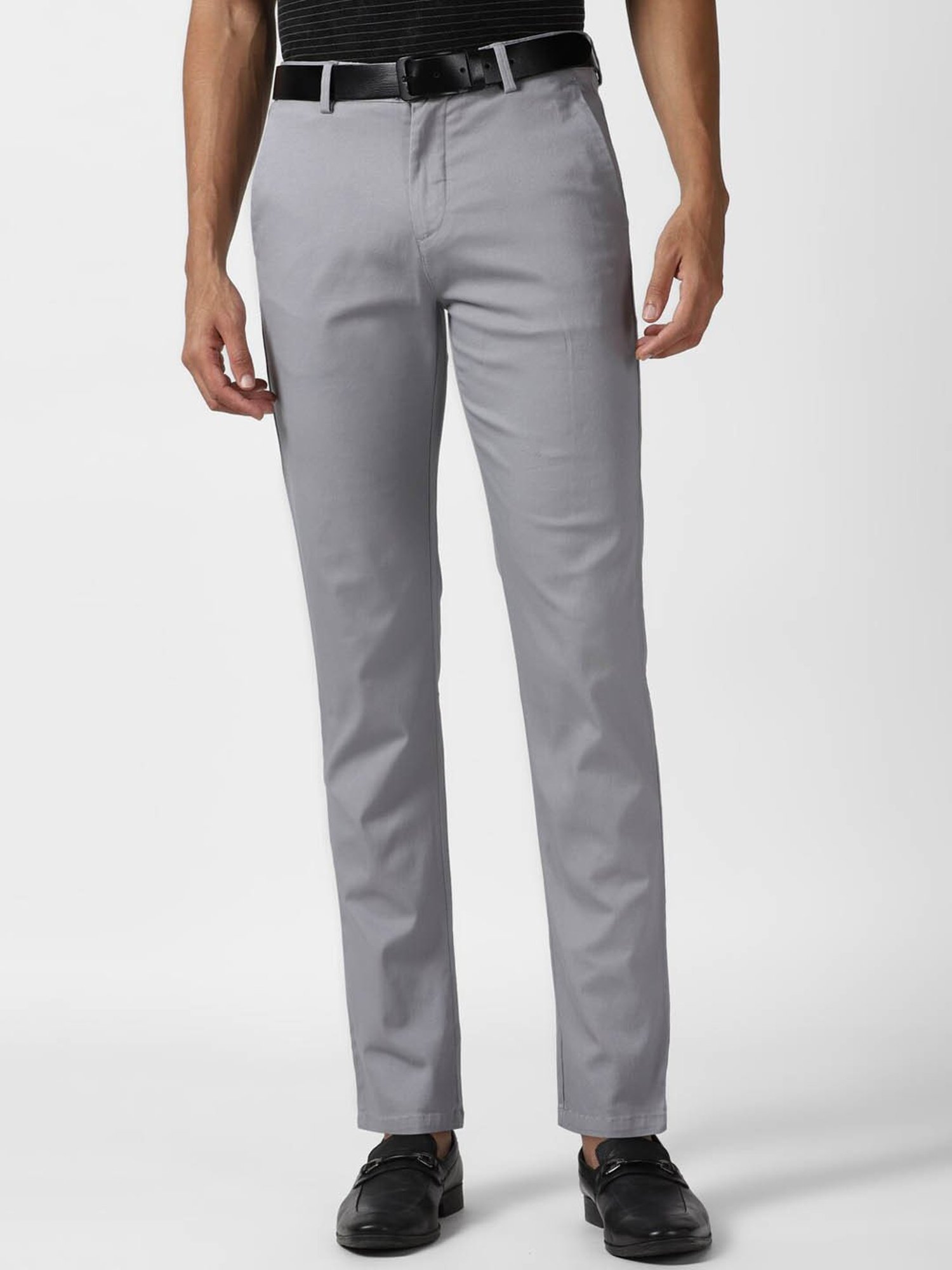 Peter England Casuals Grey Slim Fit Trousers