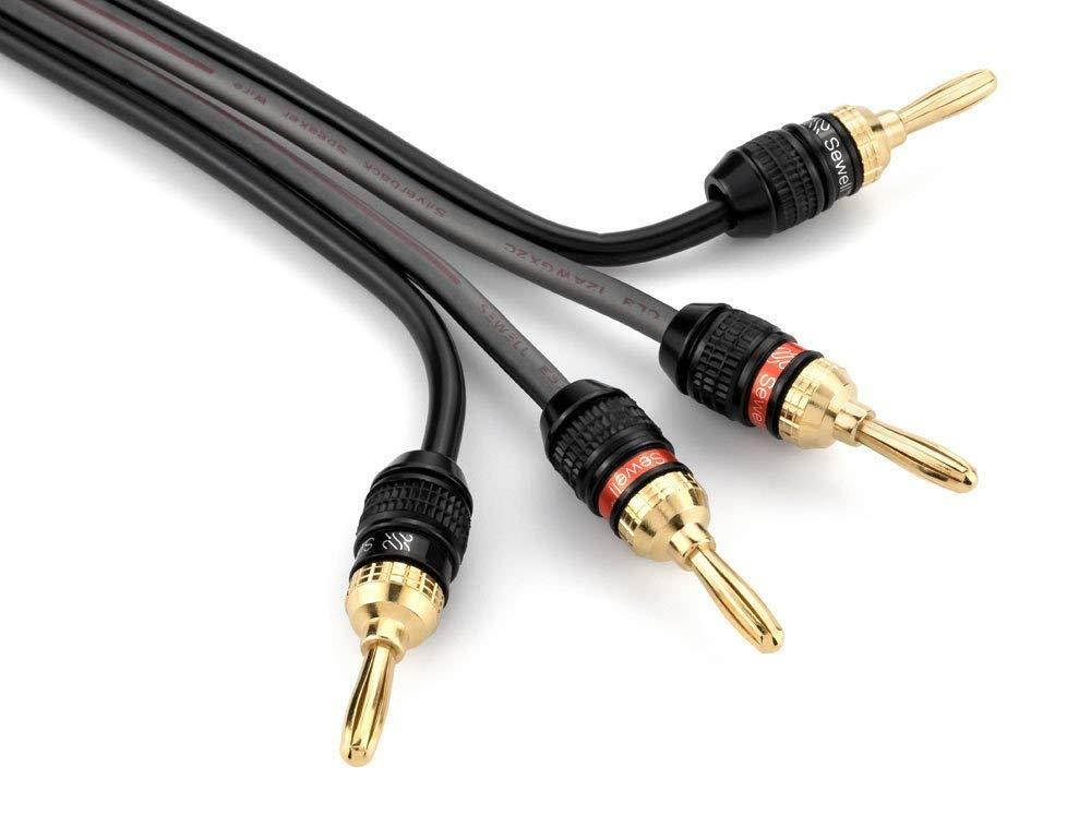 Deadbolt Speaker Wire with Banana Plugs, 6 ft, High Strand Count 12 AWG Pure Copper, OFC