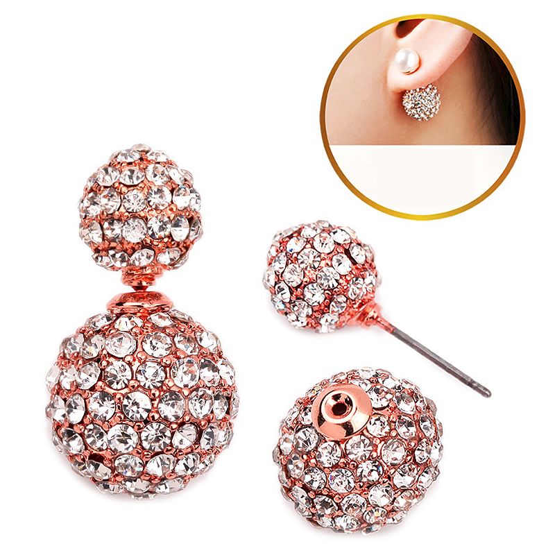 Women's Zirconite Crystal Pave Peekaboo Earring - Pink