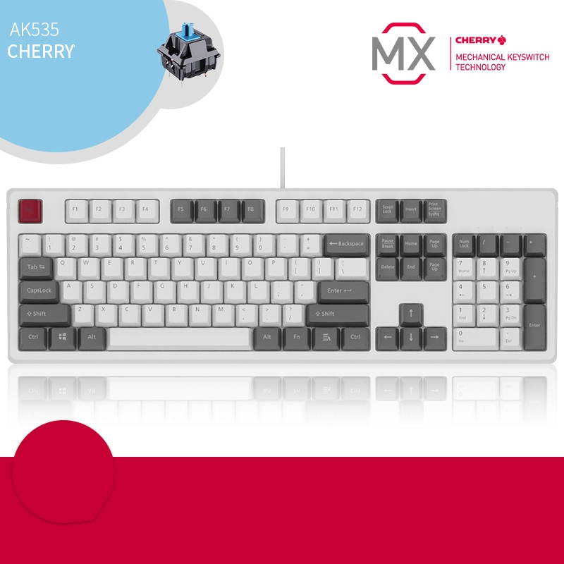A-jazz AK535  N-key Rollover  Ergonomic Design,Cool Exterior USB Wired Cherry  MX Red Mechanical Gaming  Keyboard For Office And Game,  PBT Keycaps  - Blue Lotus ( No Light Version )