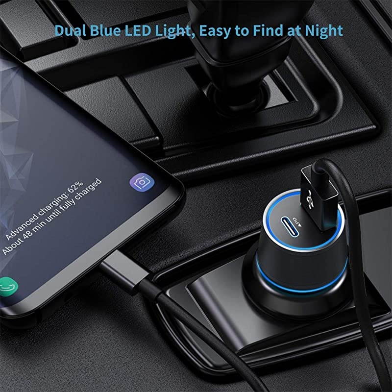 Type C Car Charger, Compatible for Google Pixel 5/4a/4/3a/3/2/XL, Samsung Note 20/S20/S10 USB C PD Car Charger with 3ft Cable, 18W Power Delivery& Quick Charge 3.0 Fast Charging Car Adapter-Gray