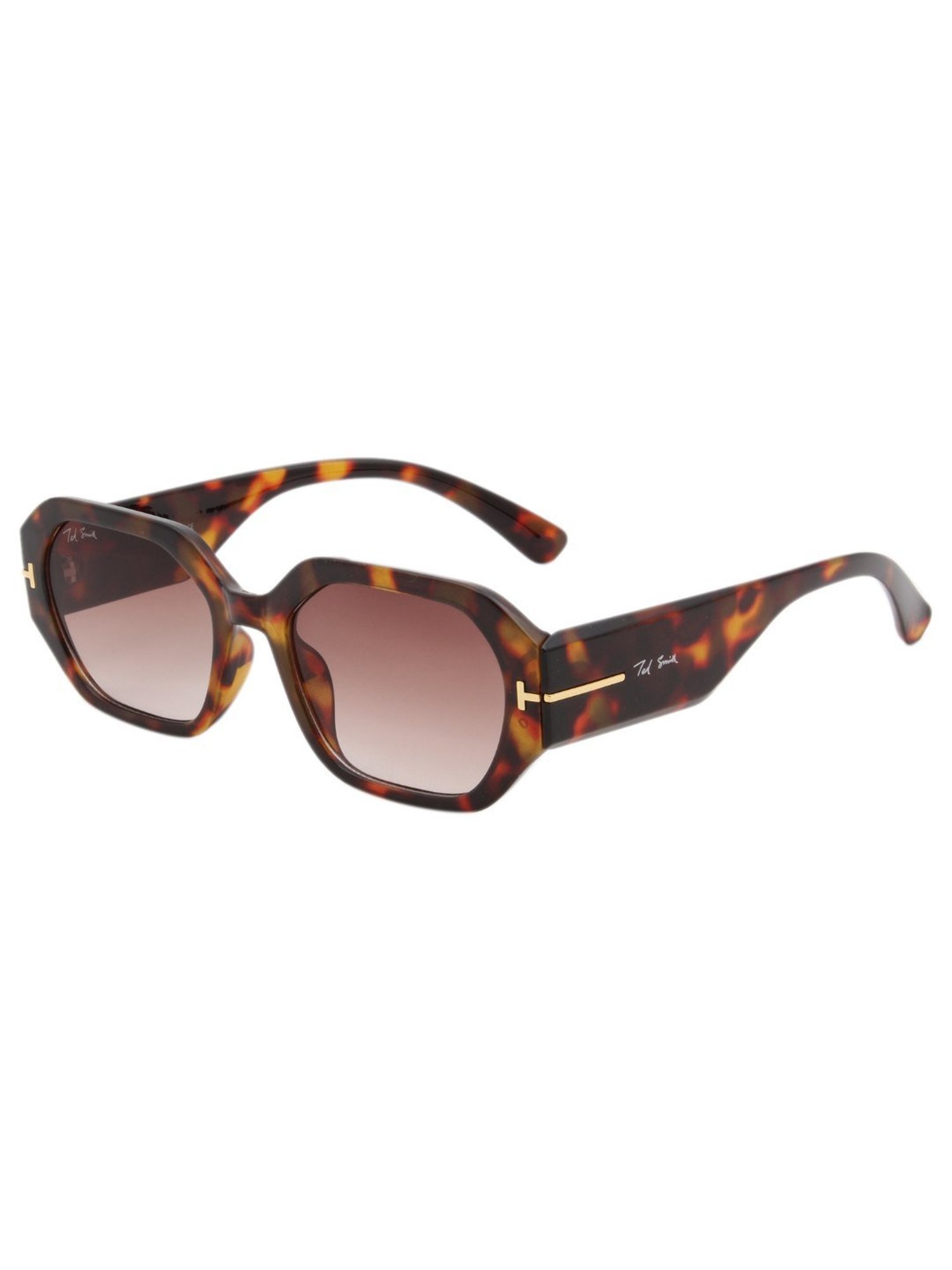 Ted Smith Brown Hexagon UV Protection Unisex Sunglasses